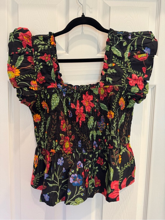 Printfresh Tops - Printfresh Iris Blouse Short Sleeve NWT Floral Smocked Square-Neck Top
